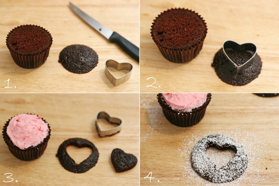 Heart cutout cupcakes how to