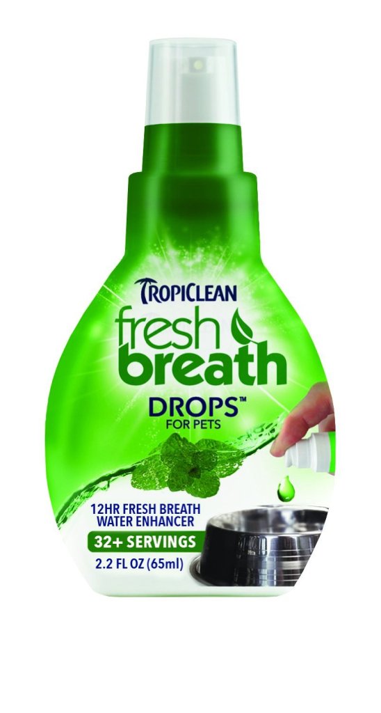 Přidejte denně 3 kapky Tropiclean fresh breath Drops  do misky s vodou a už po týdnu by mělmít váš chlupáč nápadně svěžejší dech. petcenter.cz, 199 Kč 